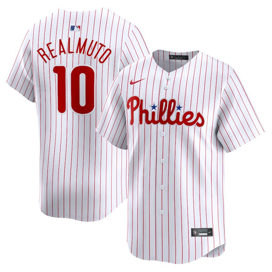 2024 MLB Men Philadelphia Phillies #10 J.T.Realmuto Nike White Home Limited Player Jersey->philadelphia phillies->MLB Jersey